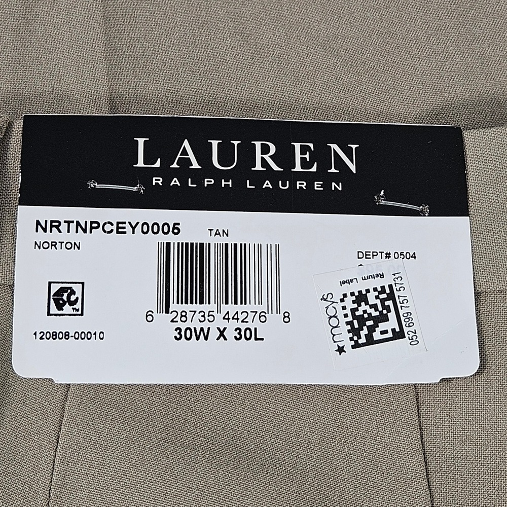 Lauren Ralph Lauren Pants Mens 30x30 Tan Dress Norton Classic Fit Ultra Flex NWT - Picture 2 of 10